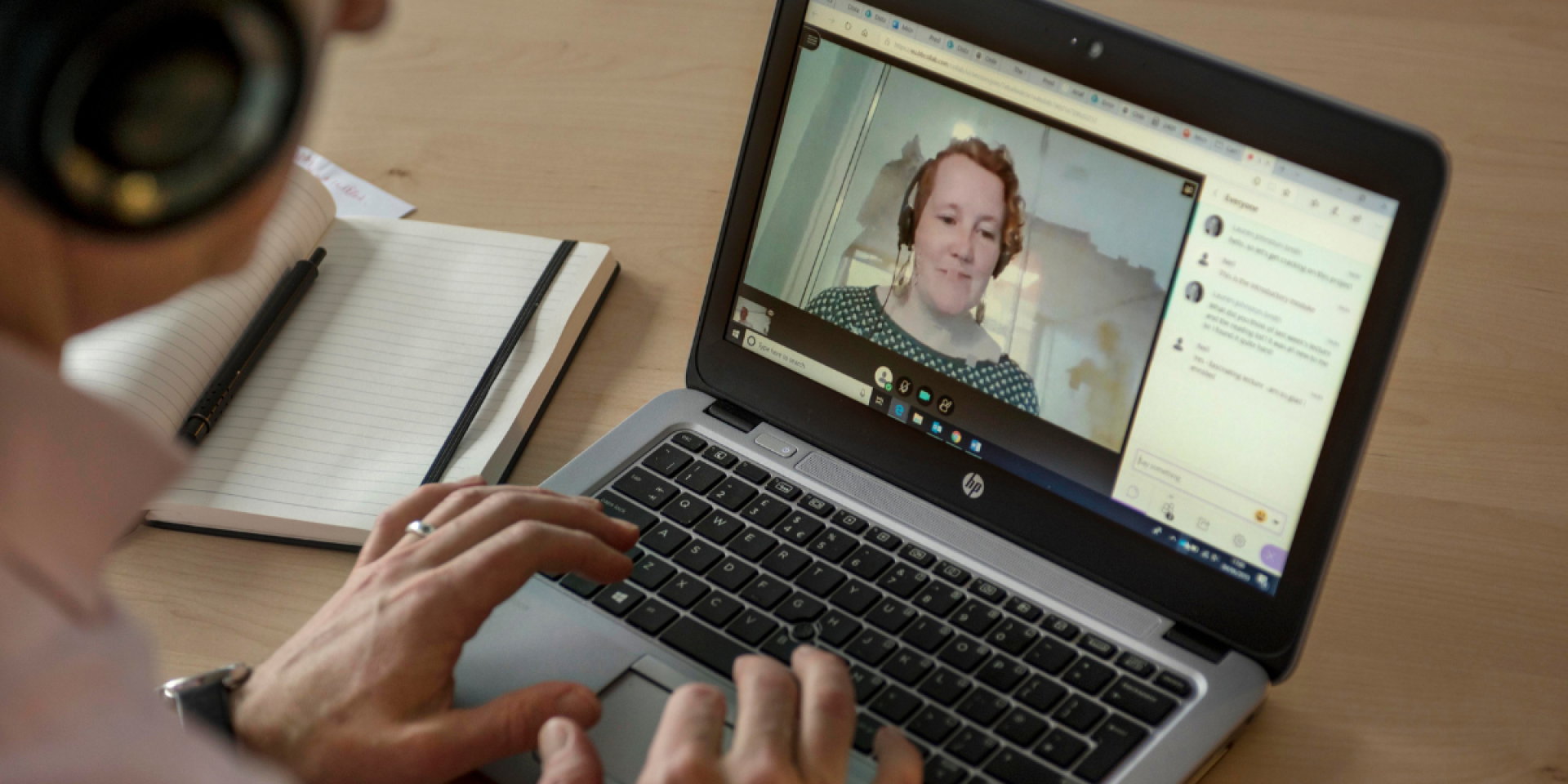 Online meeting on a laptop