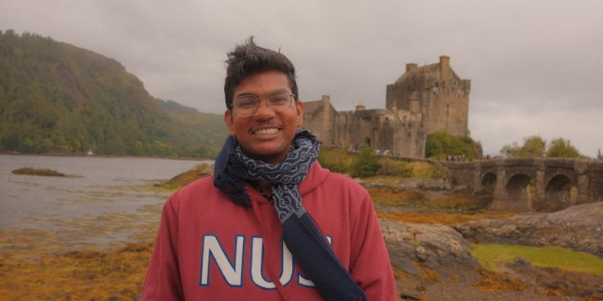 Photo of Muthukrishnan infront of Eliean Donan Castle