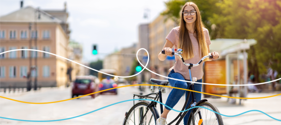 student with bike