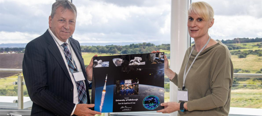 Principal Peter Mathieson meeting astronaut Dr Kate Rubins