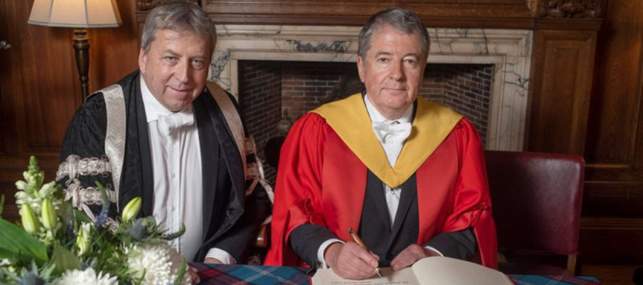 Prof Sir Peter Mathieson and Stephen Wordsworth receiving his Honorary Degree