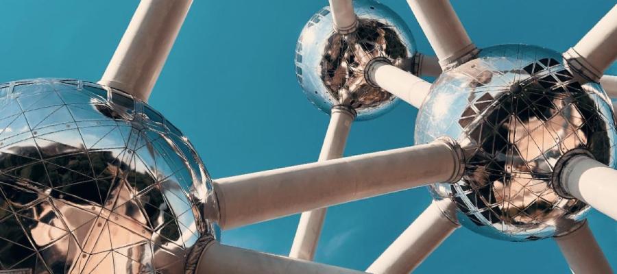 Detail of the Atomium sculpture in Brussels