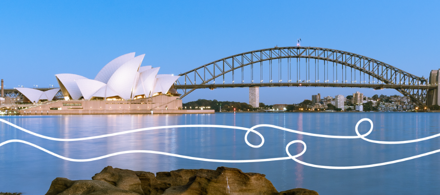 View of Sydney Opera House with SWAY branding