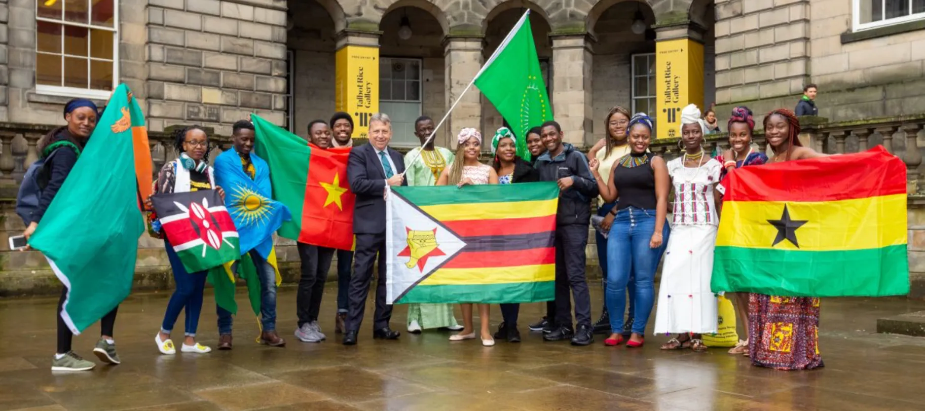 colourful display of flags