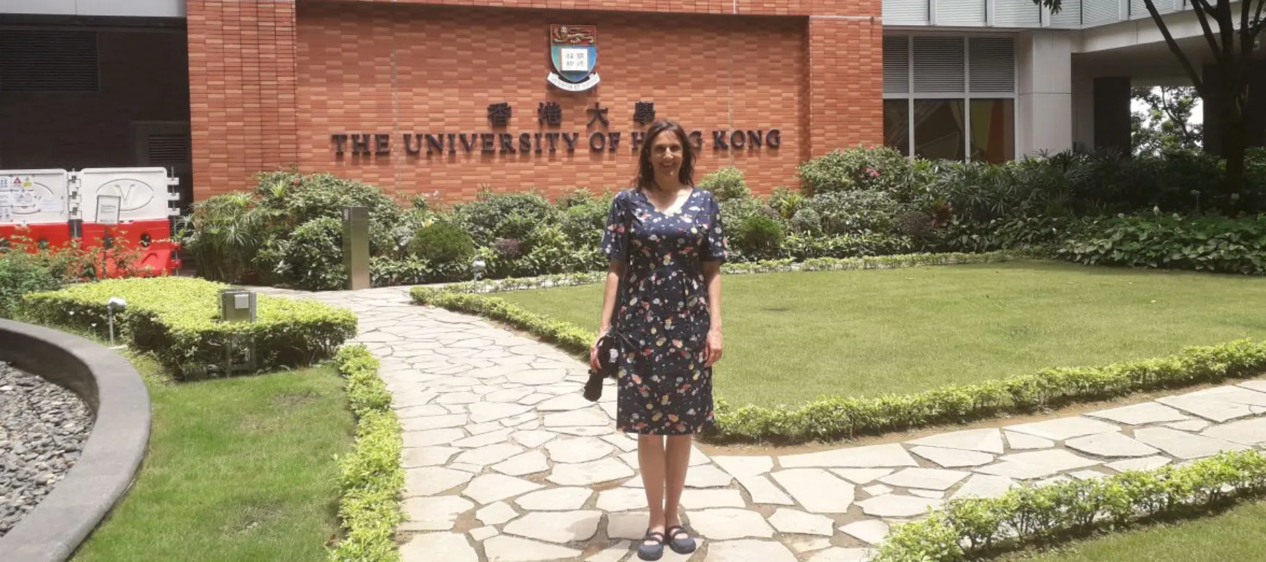 Woman outside university of Hong Kong