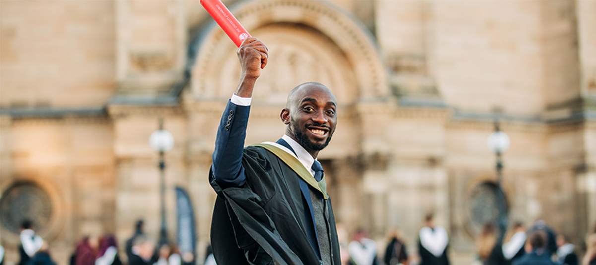 African student on graduation day