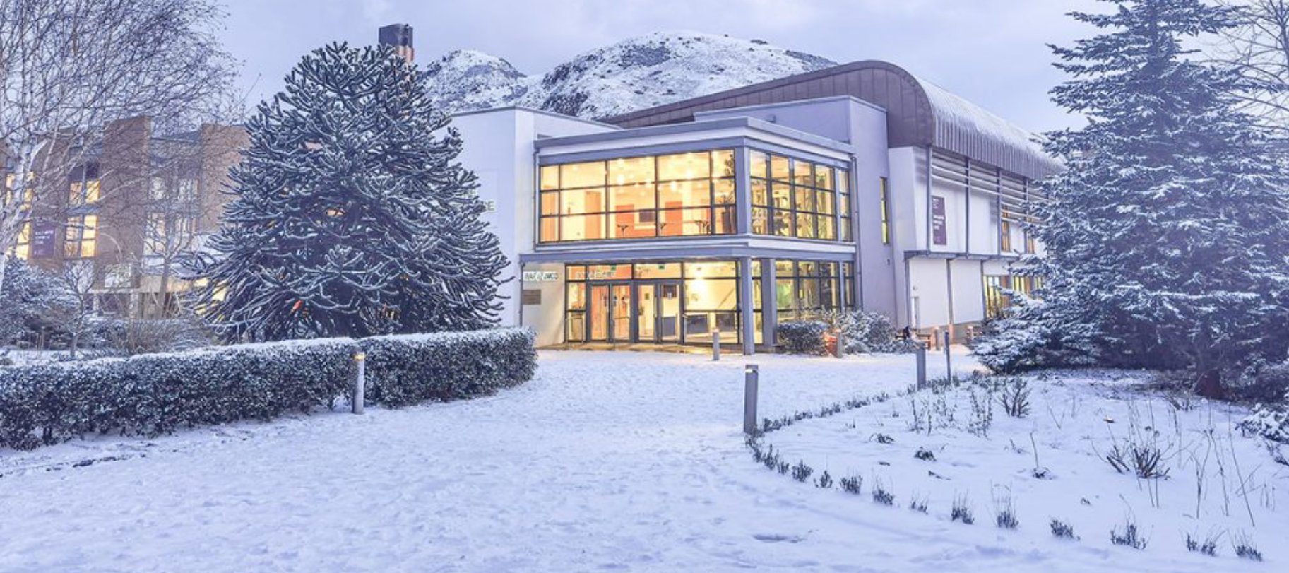 uni building in the snow